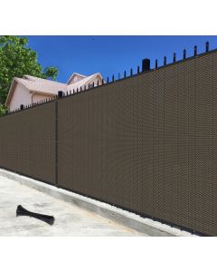 Bynbbur 5'x1' Privacy Fence Screen Net Fencing 90% Privacy Blockage Windscreen Fence Cover with Copper Grommet for Patio Backyard Garden Swimming Pool, Zip Ties Included, Brown